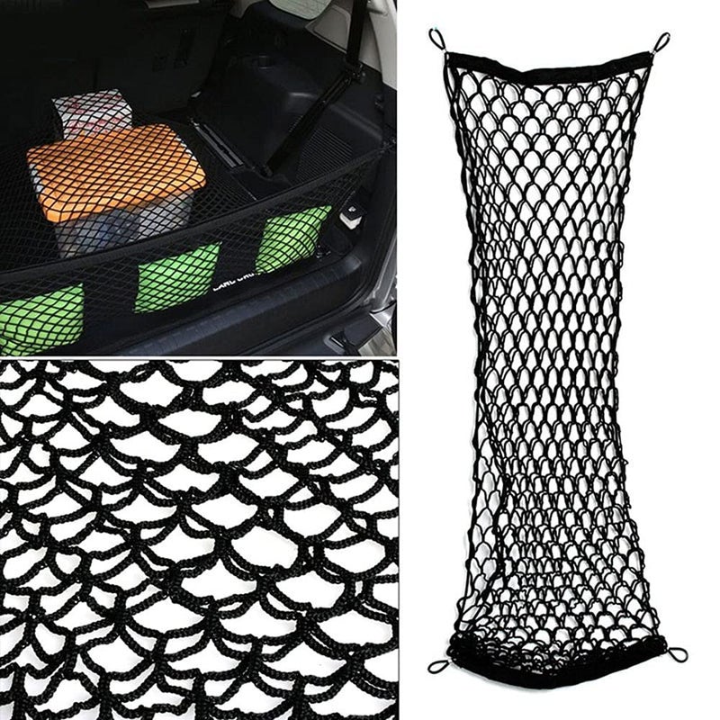 Geweeco Car Rear Cargo Net, Universal Adjustable Elastic Trunk Cargo Storage Organizer Net, Double-Layer Storage Nylon Mesh Compatible for SUV, Jeep, Truck(43.3 x 15.7in) - Image 4